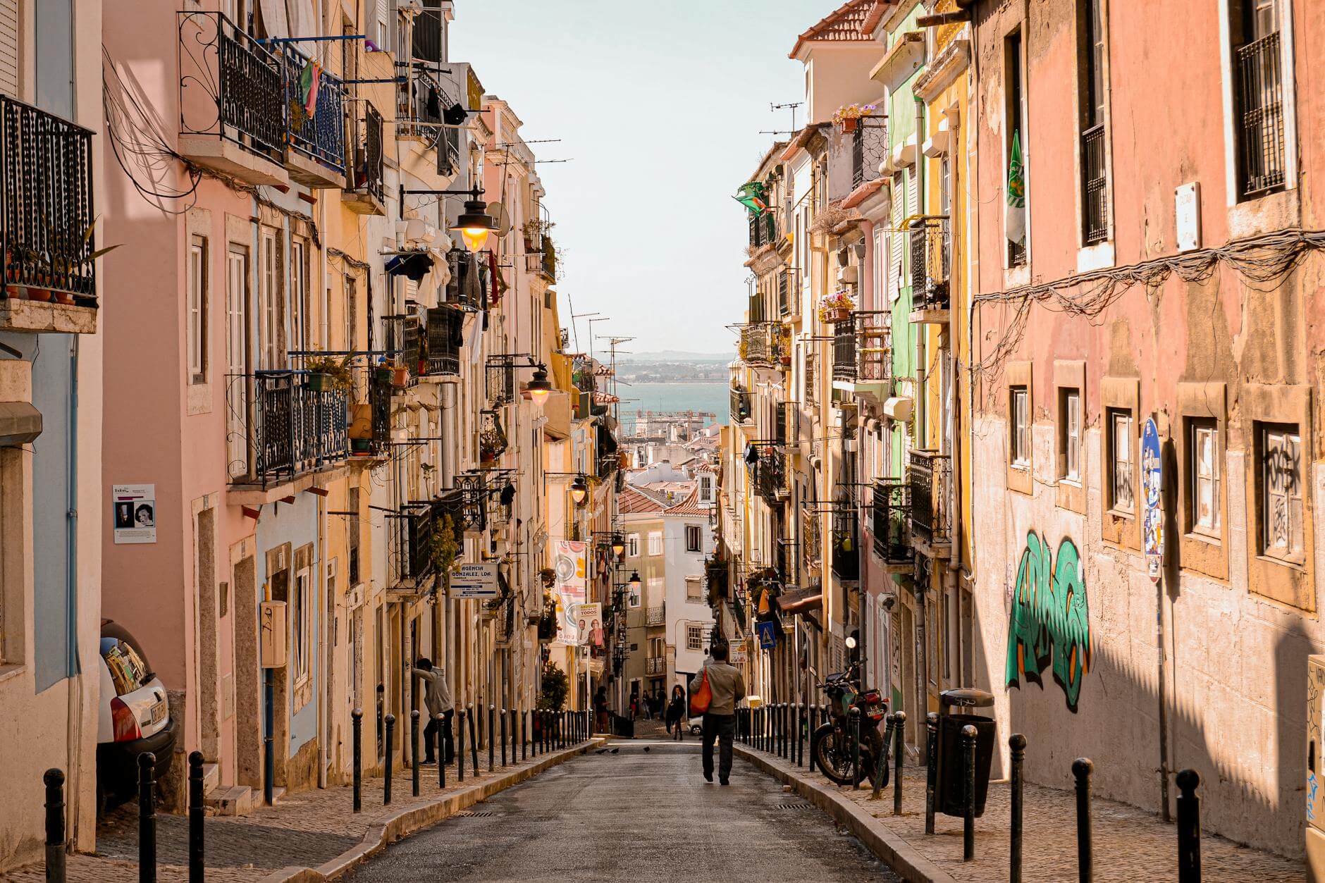 charming streetscape of lisbon s historic district