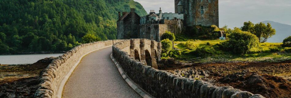 view of a road and a castle