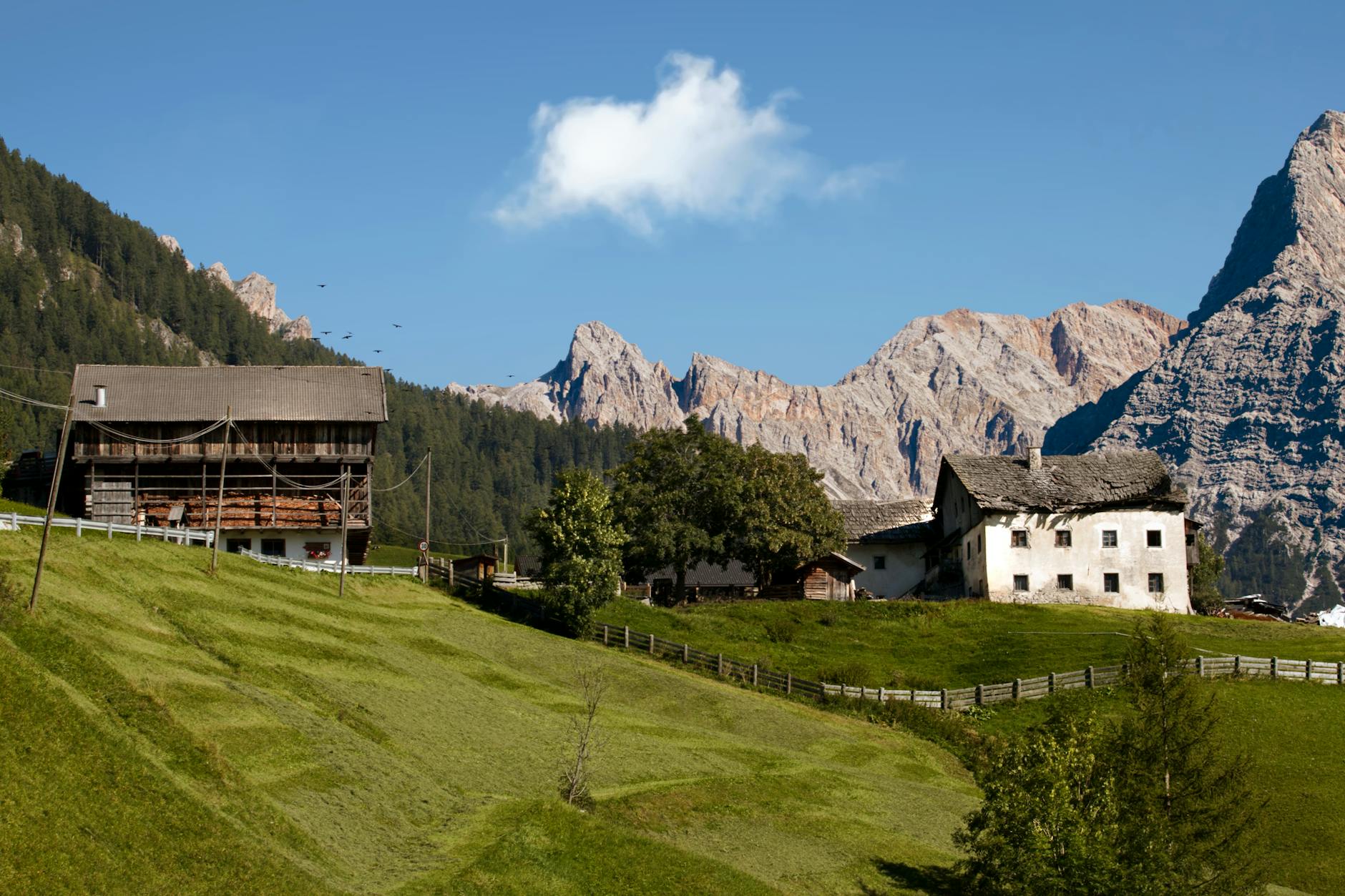 barns beside the mountains